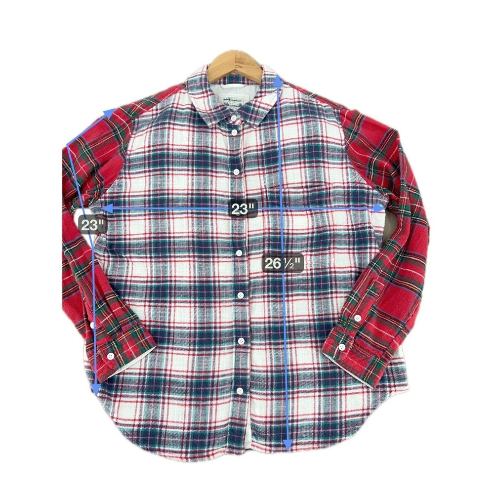 American Eagle Flannel Shirt Womens Small Red White Mixed Plaid Relaxed Grunge - Picture 2 of 10